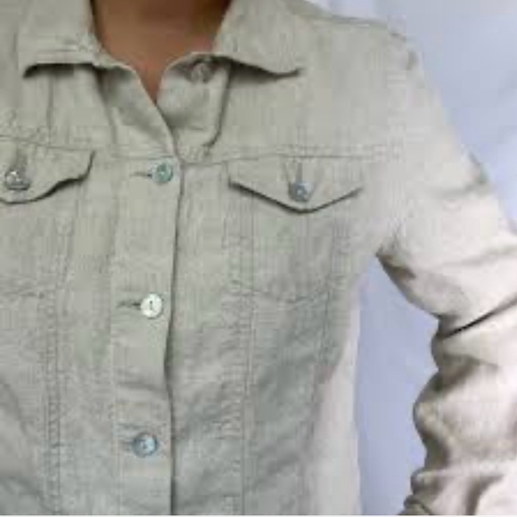 Chicos‎ Jacket Women’s Size 4 (20/22) Metallic Gray 100%  Linen Button Up - Picture 2 of 11
